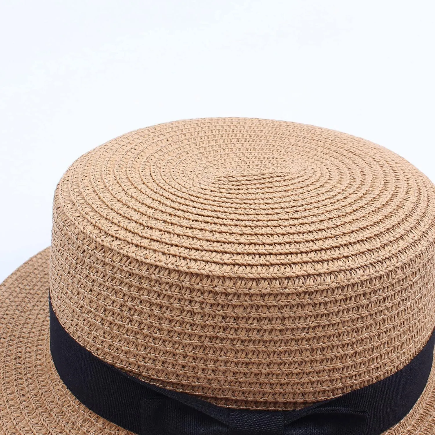 Kids Straw Hat - Summer Bow Fedora Straw Hat Wide Brim Floppy Beach Sun Hat Bucket Hat for Toddler Girls Boys