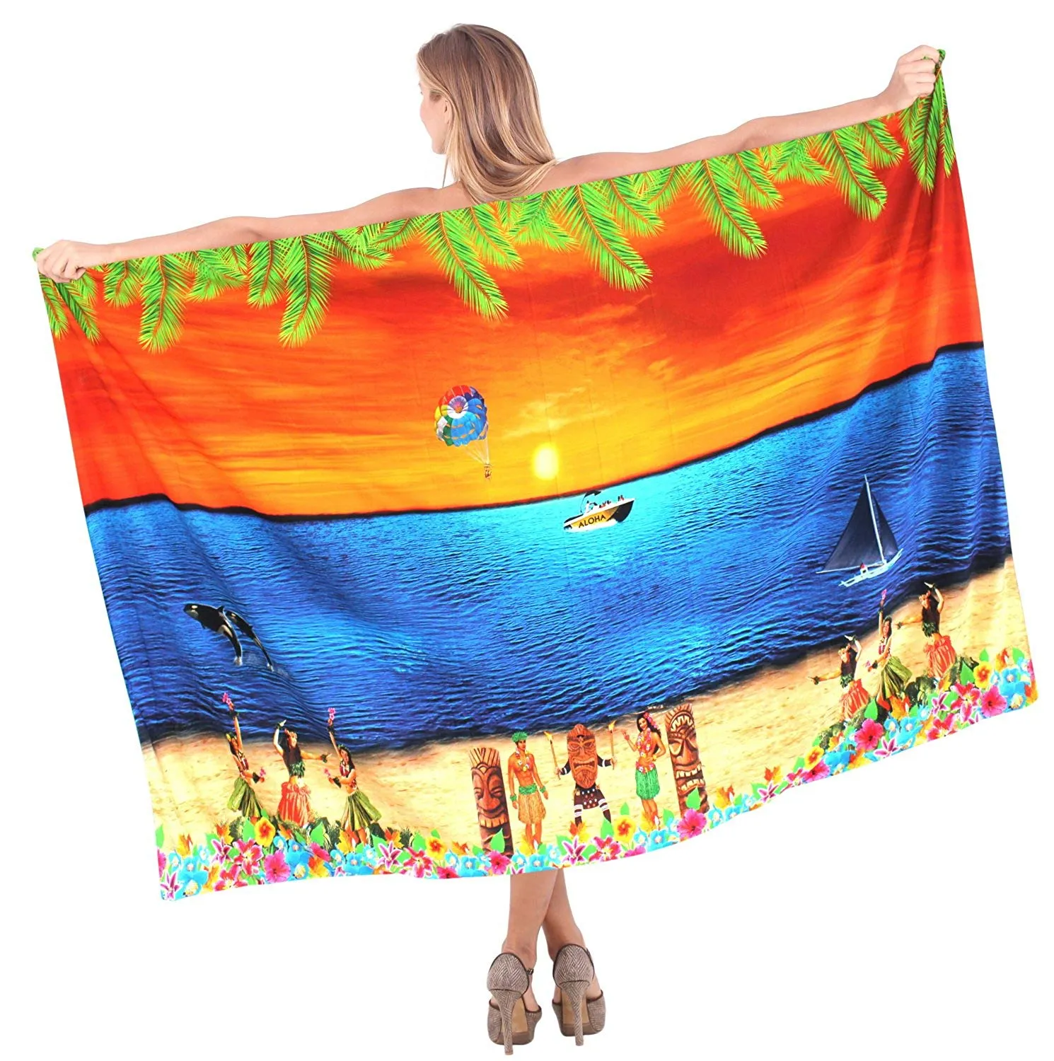 LA LEELA Women Beachwear Bikini Cover up Wrap Dress Swimwear Sarong 17 ONE Size