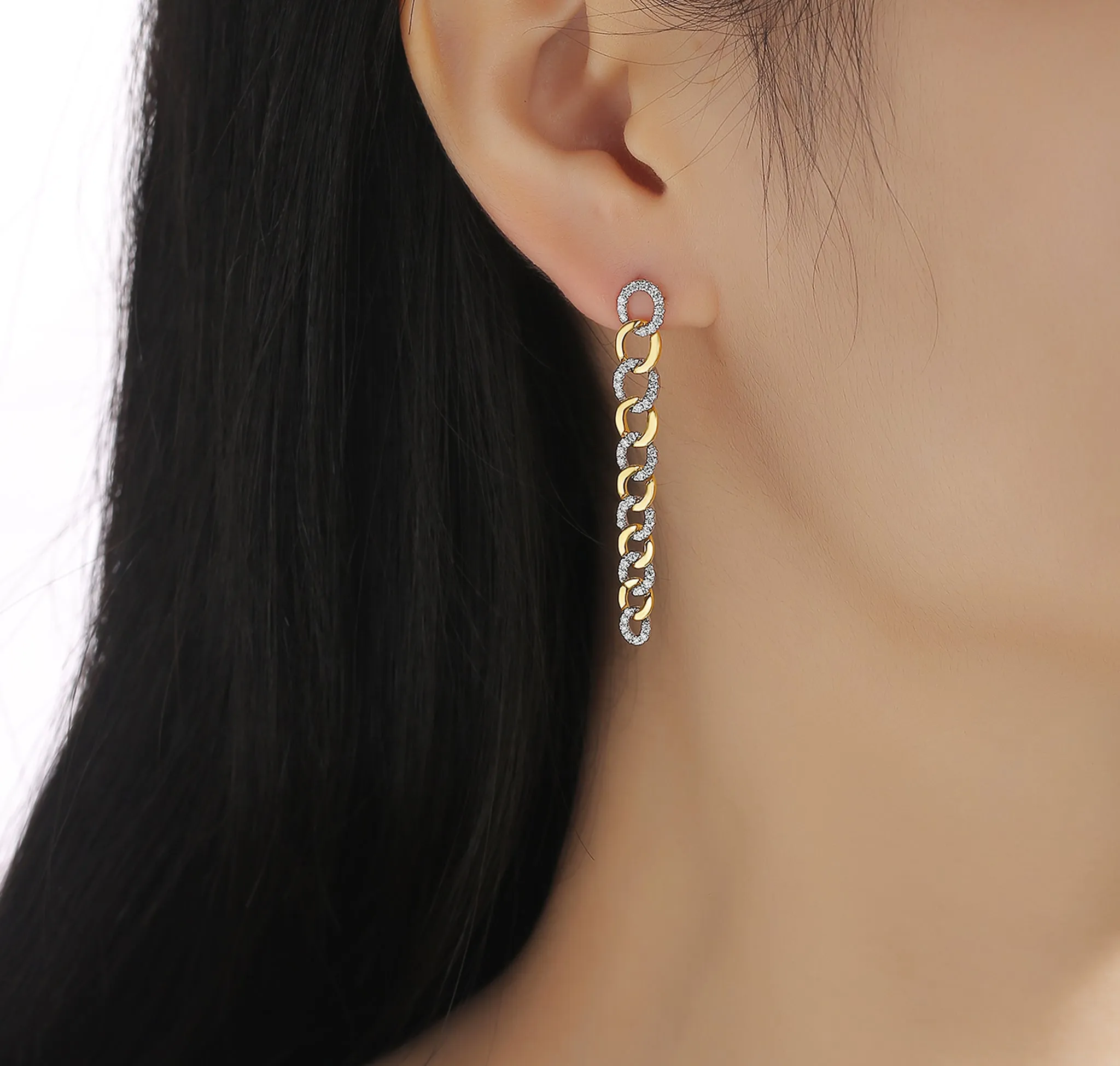 Lab Grown Diamond 0.52ctw Chain Dangling Earrings E-01990WHT