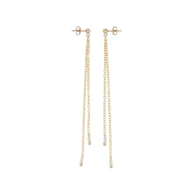 Long Double Chain Drop Earrings - PEARL