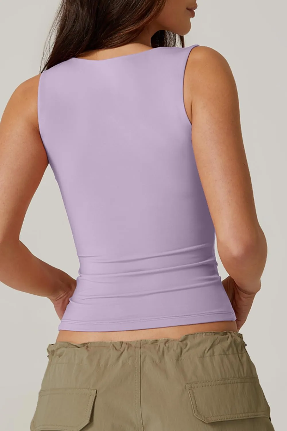 QINSEN Women's Sexy Sweetheart Neck Sleeveless T Shirts Double Lined Tees Slimming Fit Tops