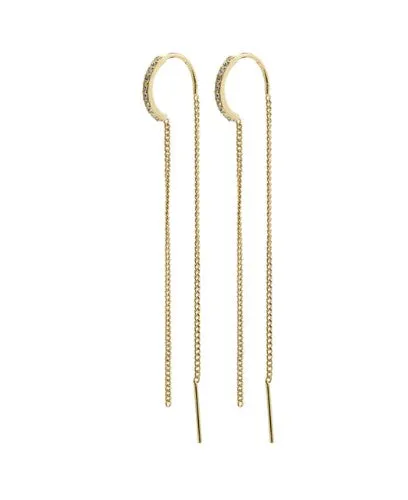 Recycled Crystal Chain Earrings | Gold Plated