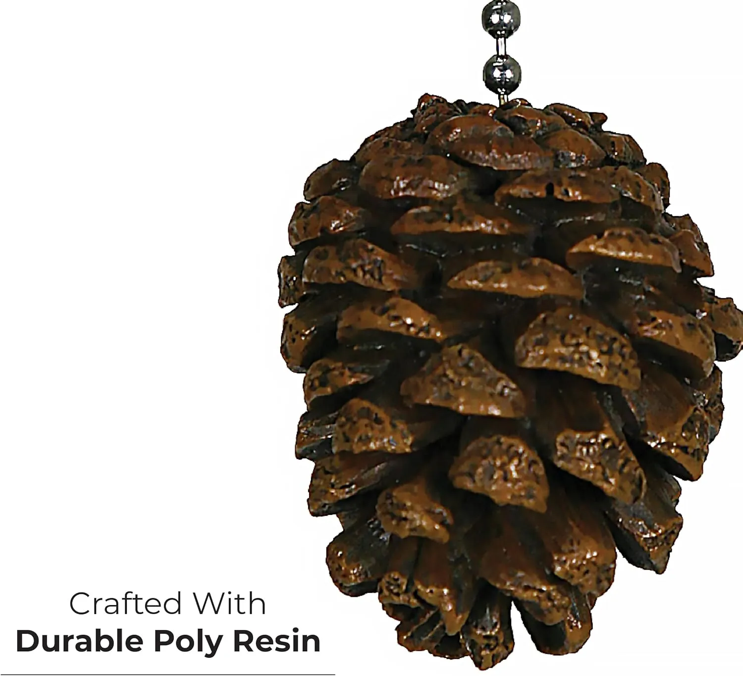 Rivers Edge Products 12" Ceiling Fan Pull Chain Extender, Pull String Extension for Light Fixture, Decorative Nature Ornament, Room, House, or Cabin Decor, Pine Cone