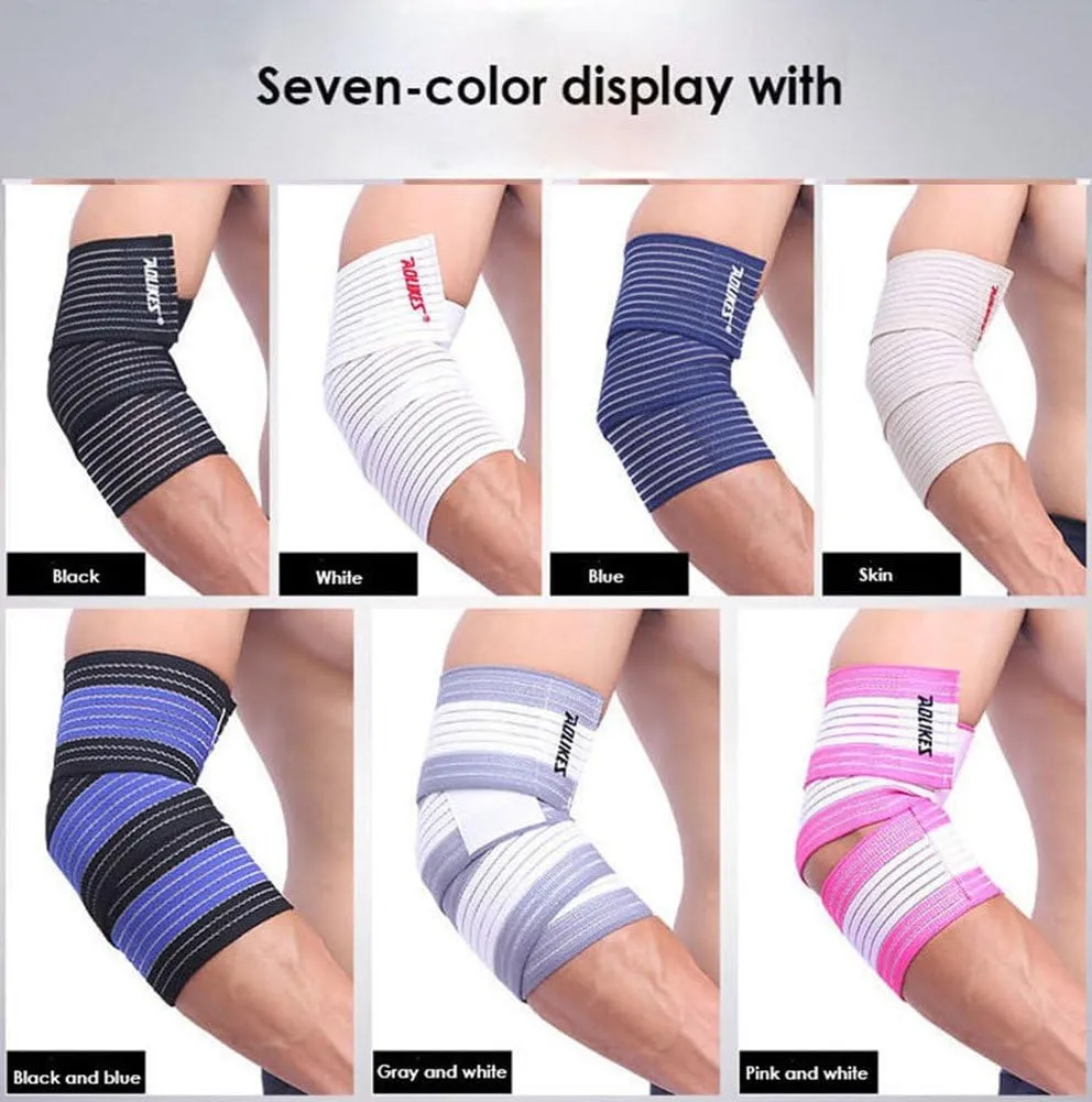 Runspeed Elastic Breathable Arm Elbow Wraps Straps Bandage Compression Brace Sleeve Support for Men Women Tennis, Golf, Badminton, Training, Bowling, Fitness & Weightlifting, 1 Pair