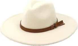 SaoBiiu 9.5Cm Wide Brim Fedora Hats for Women All-Match Men Formal Church Caps Felted Dress Hat