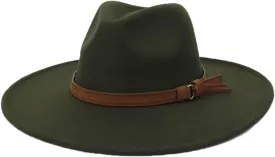 SaoBiiu 9.5Cm Wide Brim Fedora Hats for Women All-Match Men Formal Church Caps Felted Dress Hat
