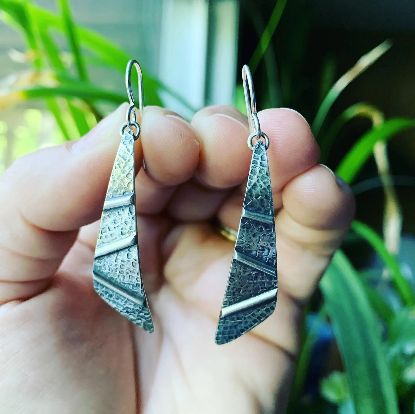 Sterling Silver Zig-Zag Textured Earrings