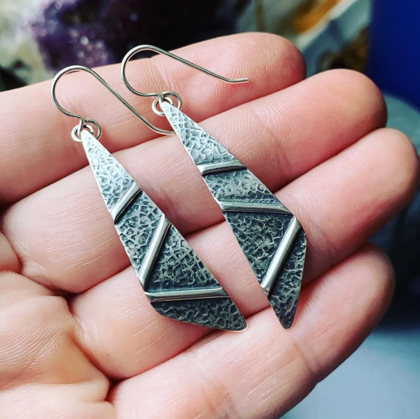 Sterling Silver Zig-Zag Textured Earrings