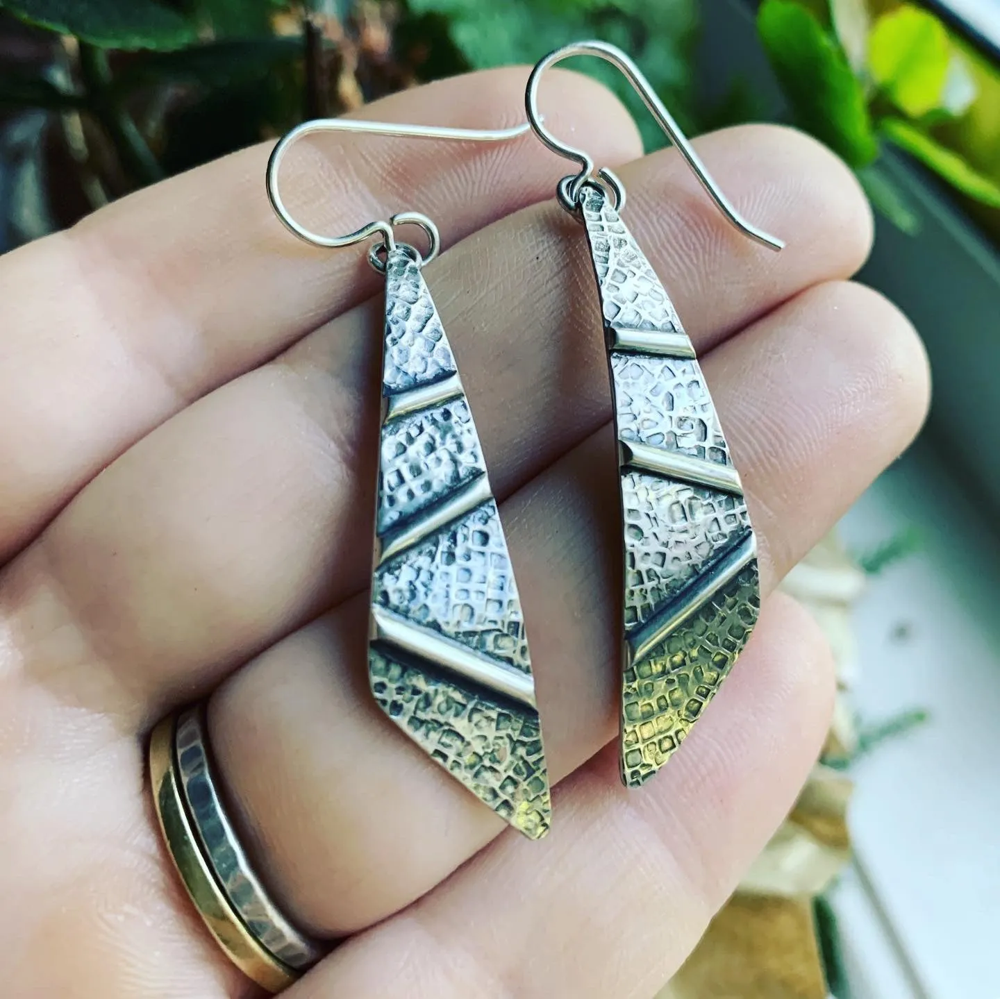 Sterling Silver Zig-Zag Textured Earrings
