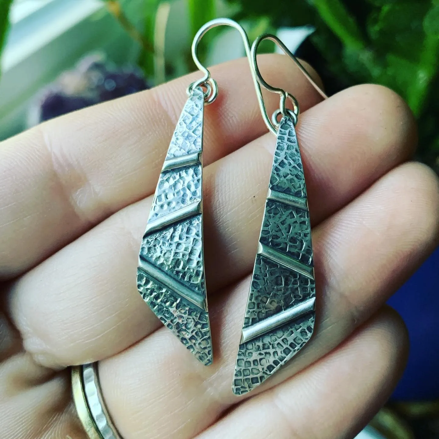 Sterling Silver Zig-Zag Textured Earrings