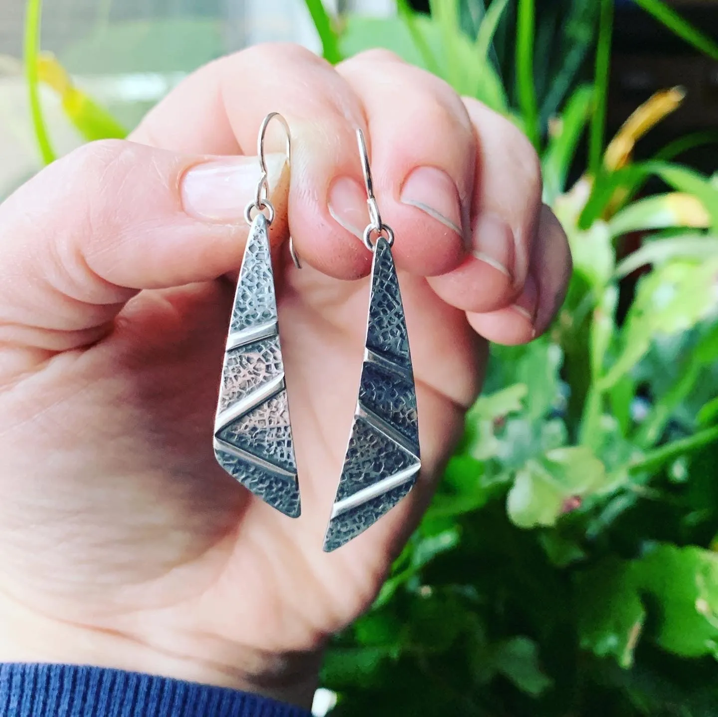 Sterling Silver Zig-Zag Textured Earrings