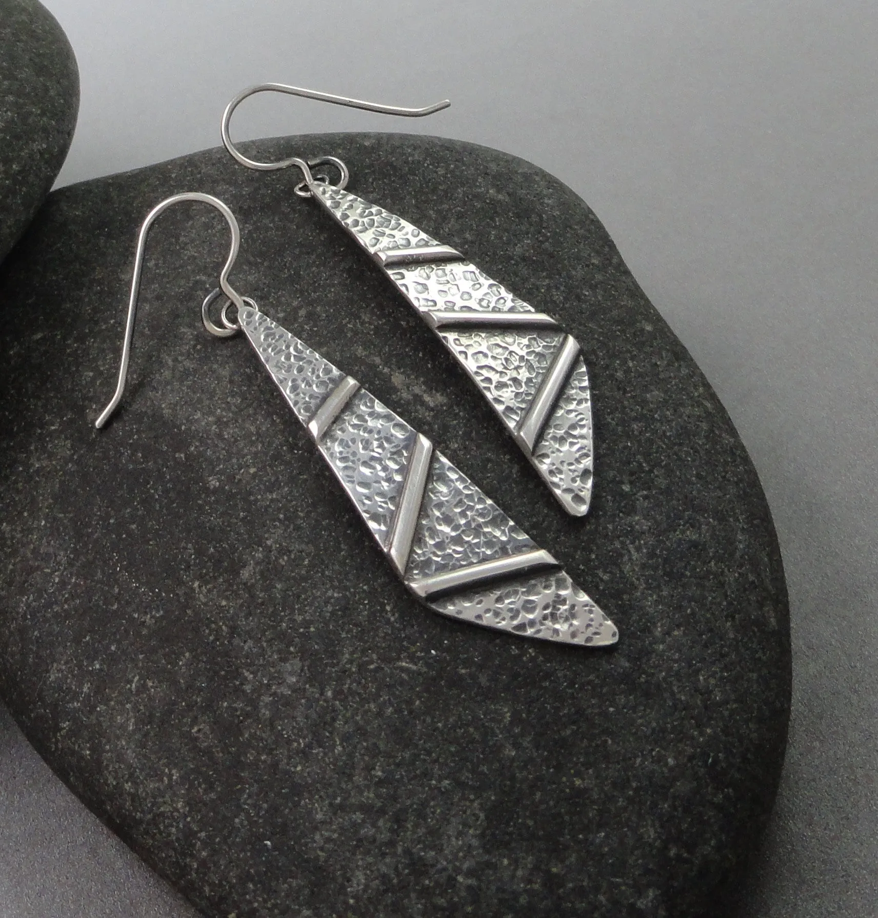 Sterling Silver Zig-Zag Textured Earrings