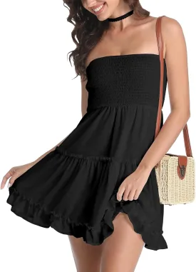 Summer Dresses for Women Strapless Tube Top Mini Dresses Beach Boho Sundress 2025