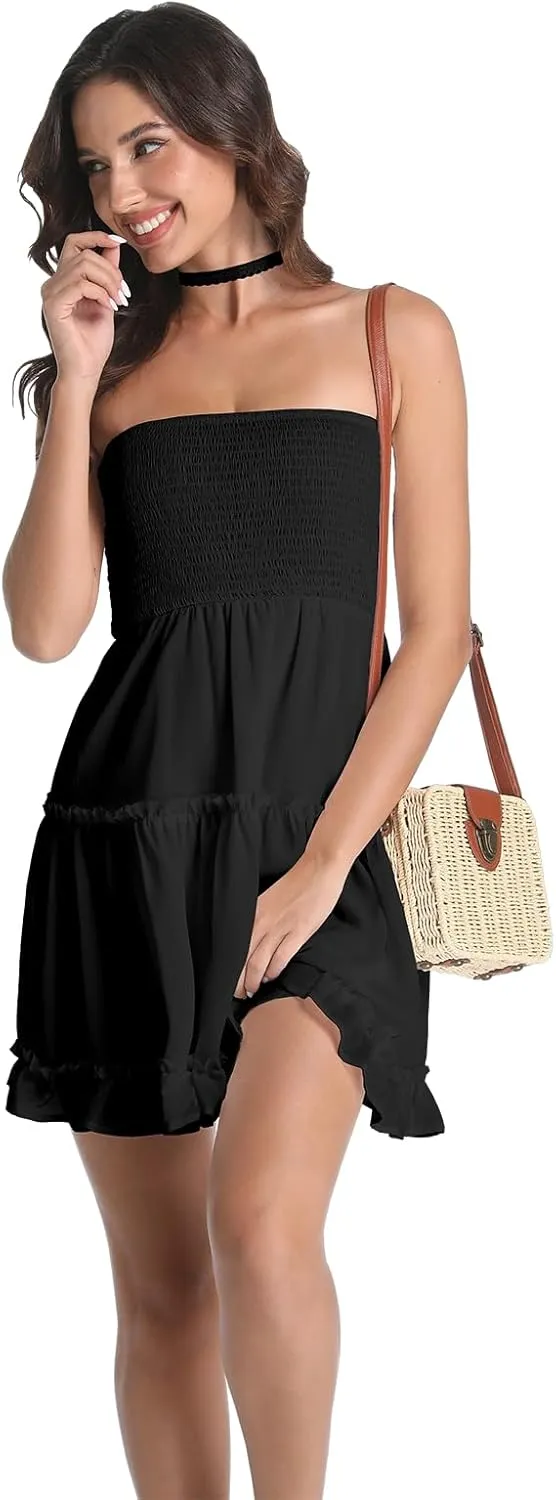 Summer Dresses for Women Strapless Tube Top Mini Dresses Beach Boho Sundress 2025