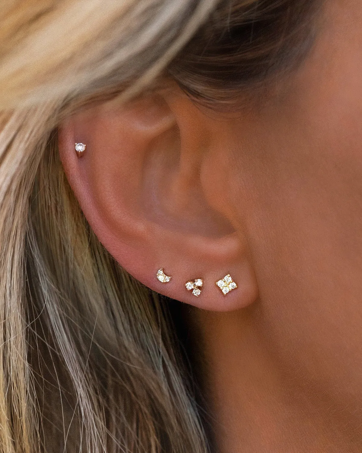 Tiny Trio Studs | 10k Gold