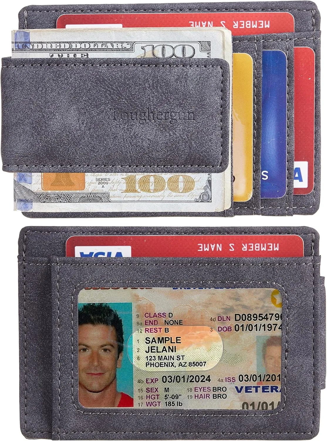 Toughergun Slim Minimalist Wallet for Men with Magnetic Money Clip Leather Wallet, Credit Card Holder RFID Blocking Front Pocket Holds Cash and Cards