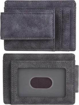Toughergun Slim Minimalist Wallet for Men with Magnetic Money Clip Leather Wallet, Credit Card Holder RFID Blocking Front Pocket Holds Cash and Cards