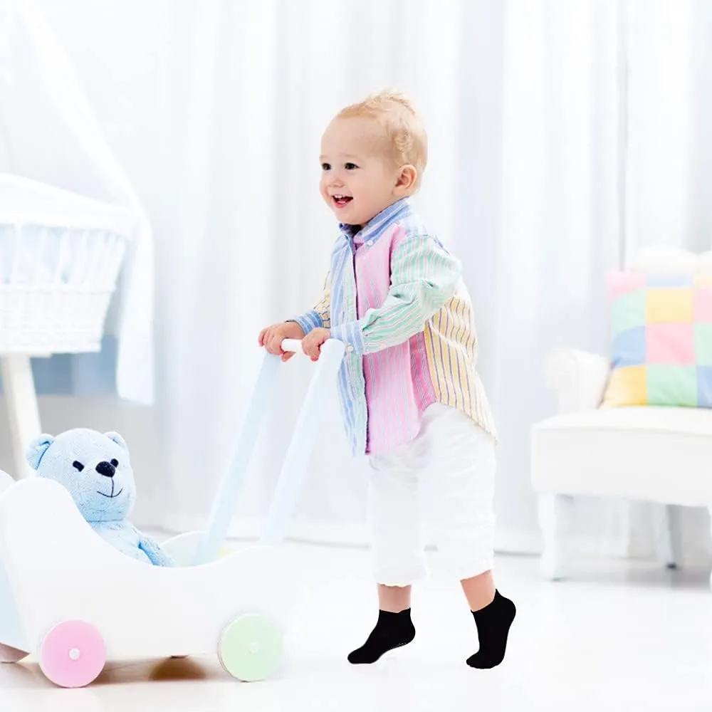 Tphon Non-Slip Toddler Socks 12 Pairs - Infant Baby Kids Grip Socks for Boys Girls, Anti-Skid Ankle for 0-7 Year Children