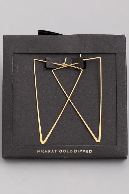 Triangle 14 Carat Gold Dipped Earrings