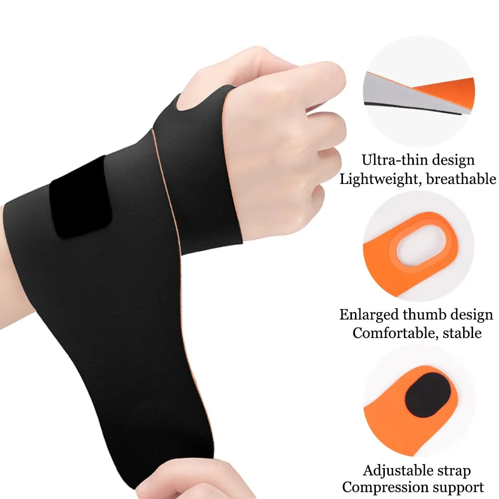 Ulnar Wrist Brace (2 Pack), Elastic Wrist Wrap Support for TFCC Tear, Carpal Tunnel, Tendonitis, Arthritis, Pain Relief, Ultra-Thin Soft Wrist Compression Strap for Fitness Sports, Fit Both Hands