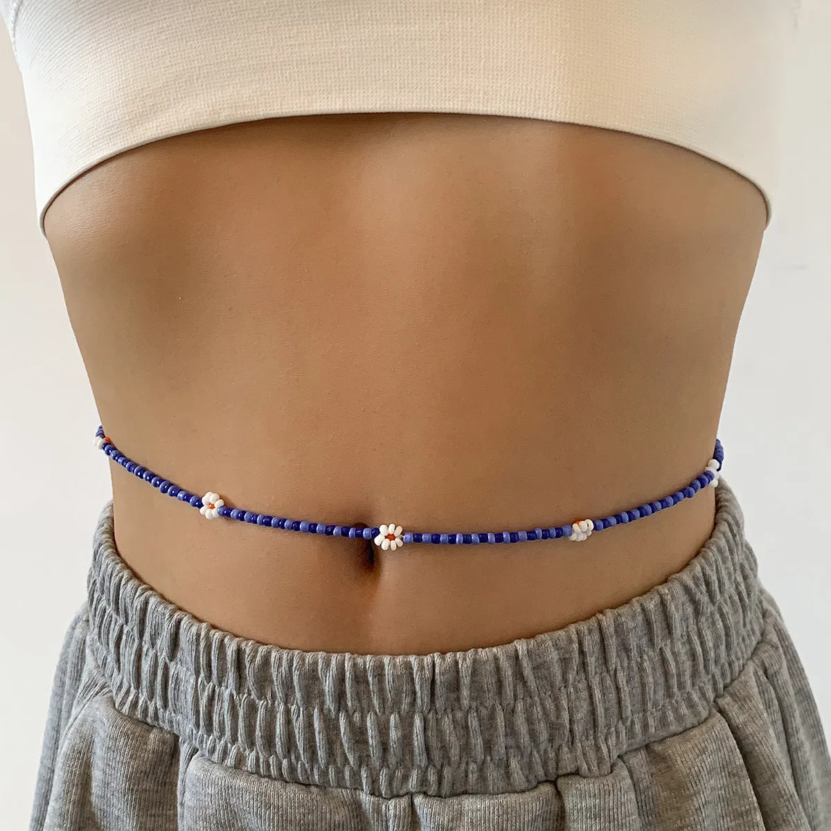 Wholesale Boho Daisy Rice Bead Waist Chain JDC-BJ-KJ006