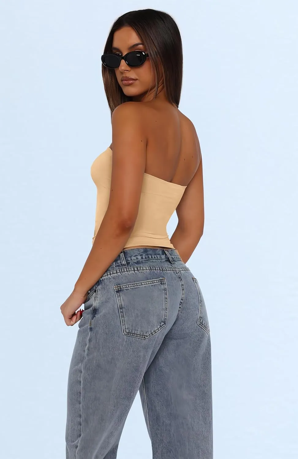 WIHOLL 3 Pack Tube Tops for Women Slim Fit Crop Tops Going Out Strapless Tank Tops Bandeau Summer Outfits 2025 Y2K Clothes