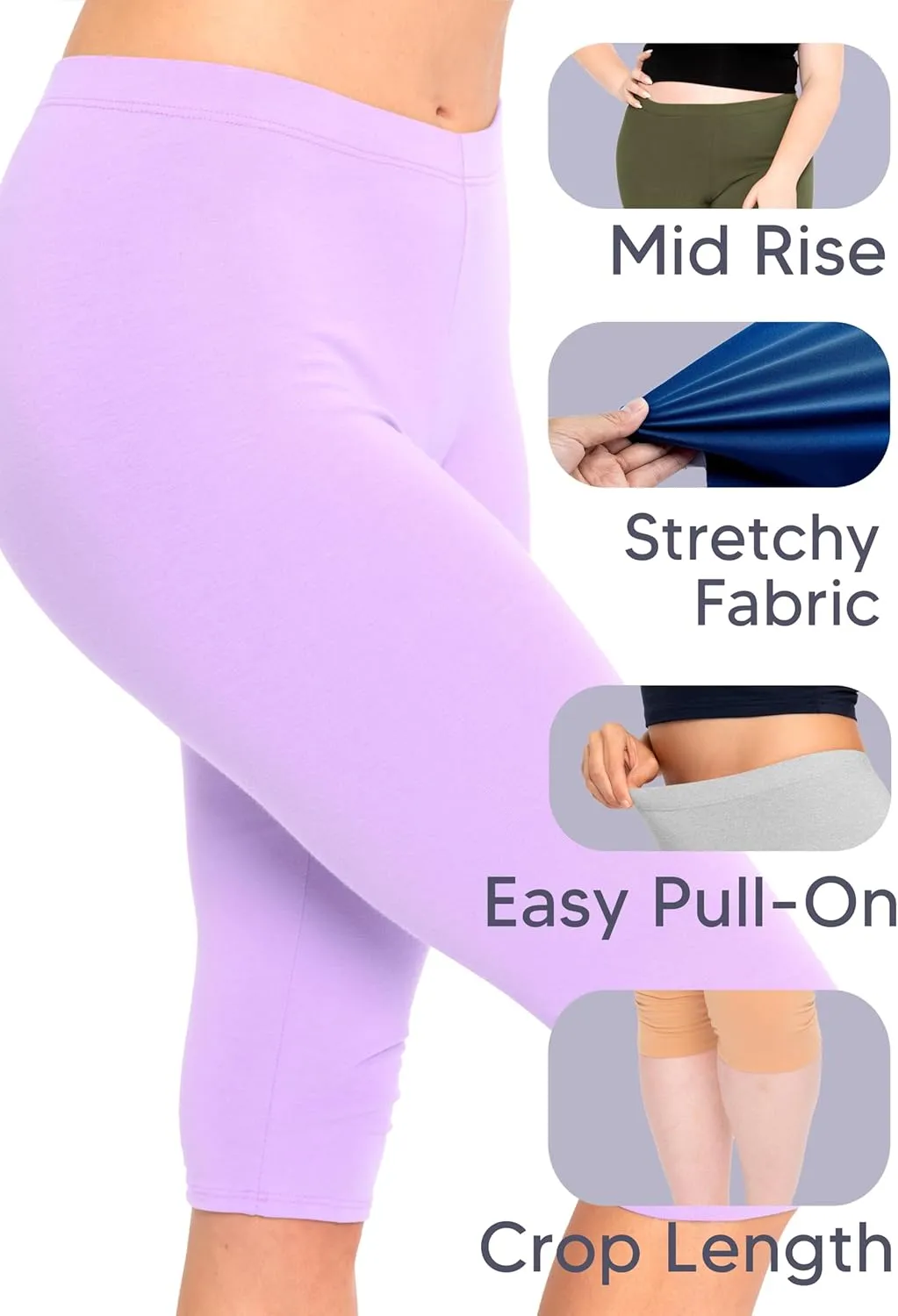 Women's and Plus Size Knee-Length and Ankle Length Leggings