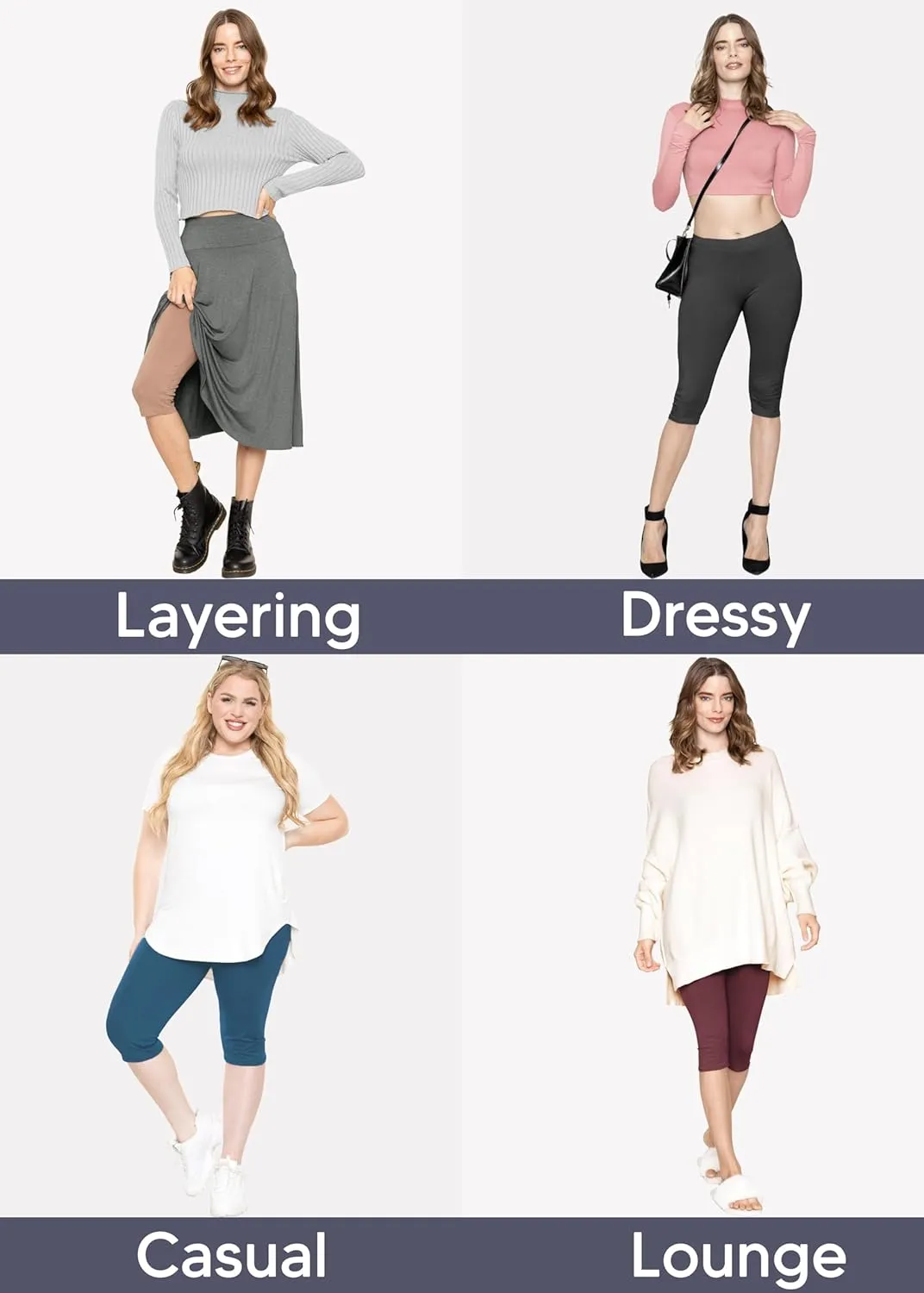 Women's and Plus Size Knee-Length and Ankle Length Leggings