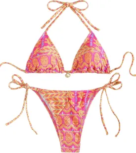 Women's Floral Printed Bikini Sets Boho Geometric Summer Swimsuit Bathing Suit