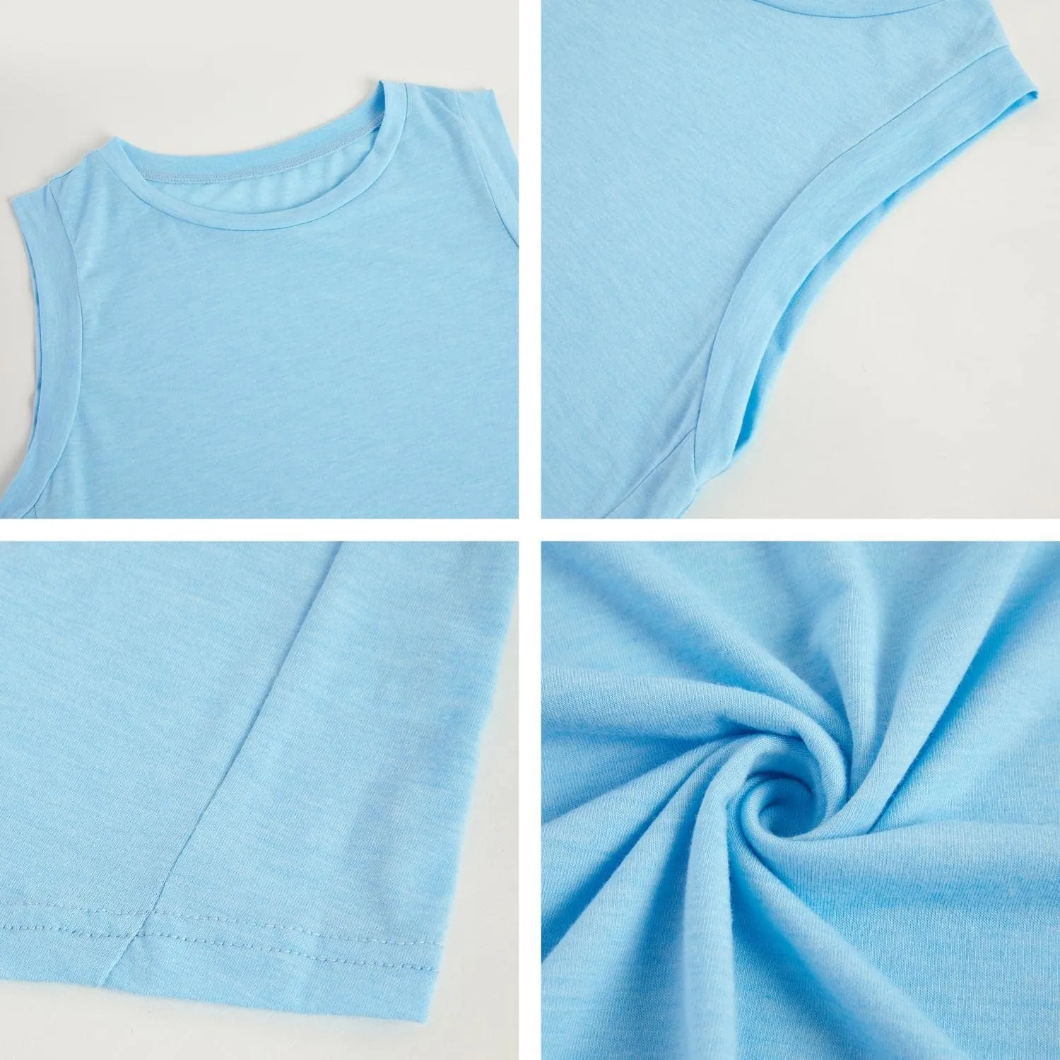 Women's Summer Sleeveless Tank Top Loose Fit Casual Crew Neck T Shirts Basic Tee Tops