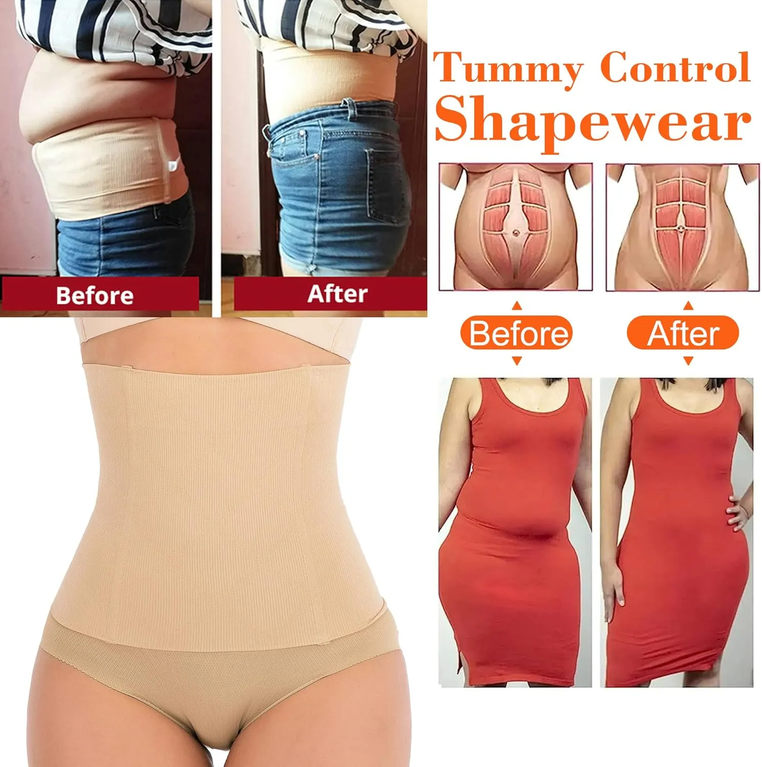 Womens Waist Trainer Corset Shapewear Tummy Control Waist Cincher Slim Body Shaper Postpartum Recovery Belt