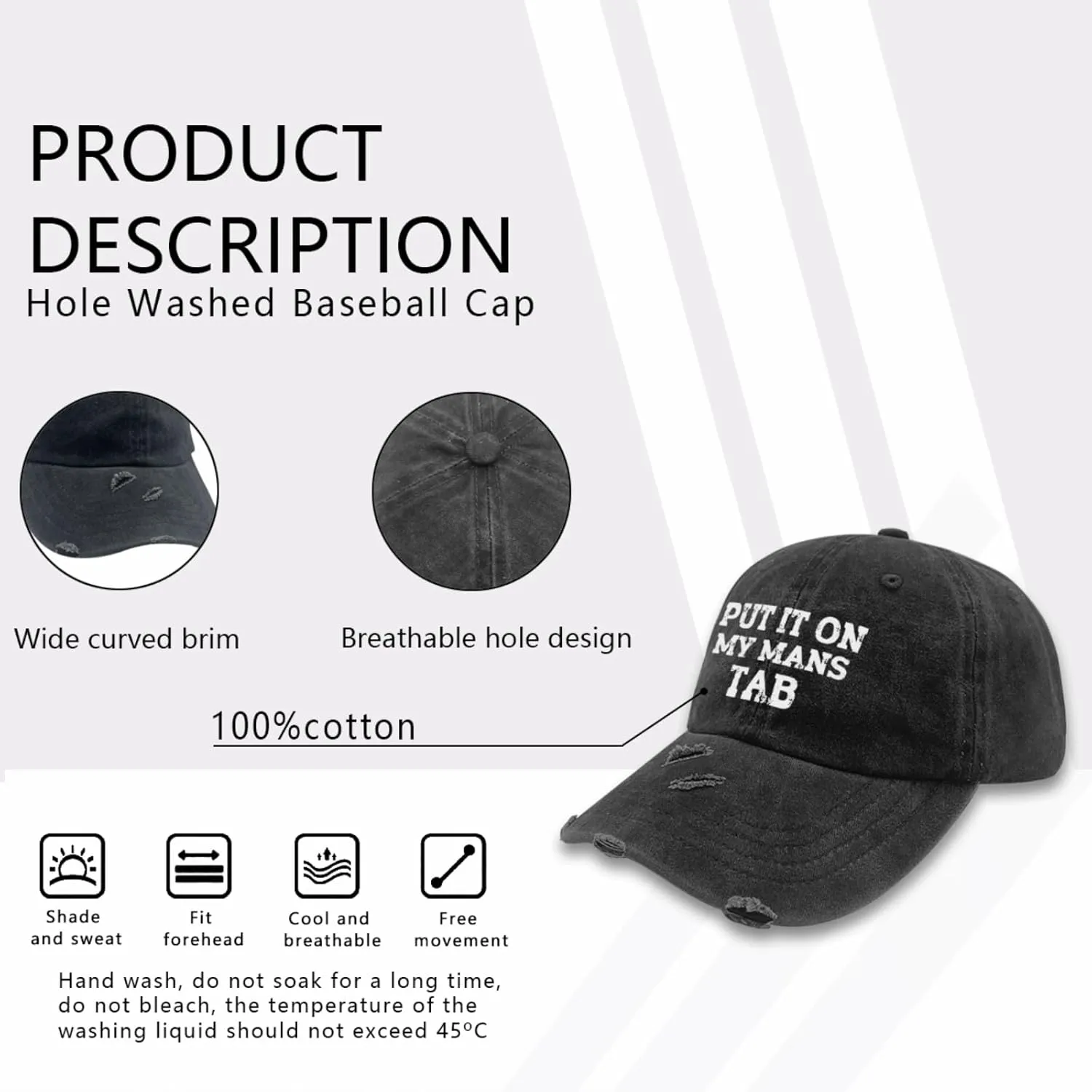 Your Dad is My Cardio Hat for Womens Washed Distressed Baseball Cap Funny Washed Dad Hat Fitted