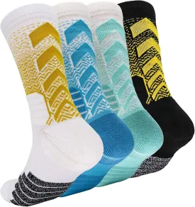 YQHMT Athletic Crew Socks Performance Thick Cushioned Sport Basketball Running Training Compression Socks for Men & Women