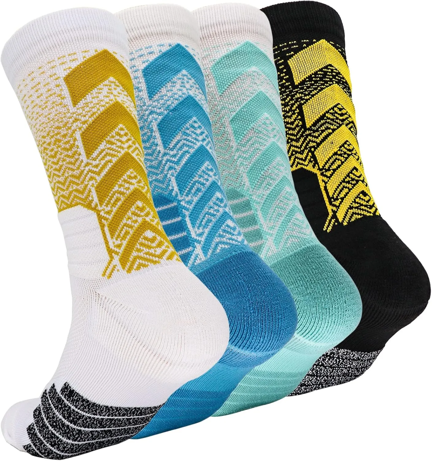 YQHMT Athletic Crew Socks Performance Thick Cushioned Sport Basketball Running Training Compression Socks for Men & Women